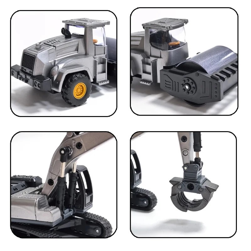 1:70 13 Styles Mini Forklift Driller Road Roller Engineering Diecast Constructio