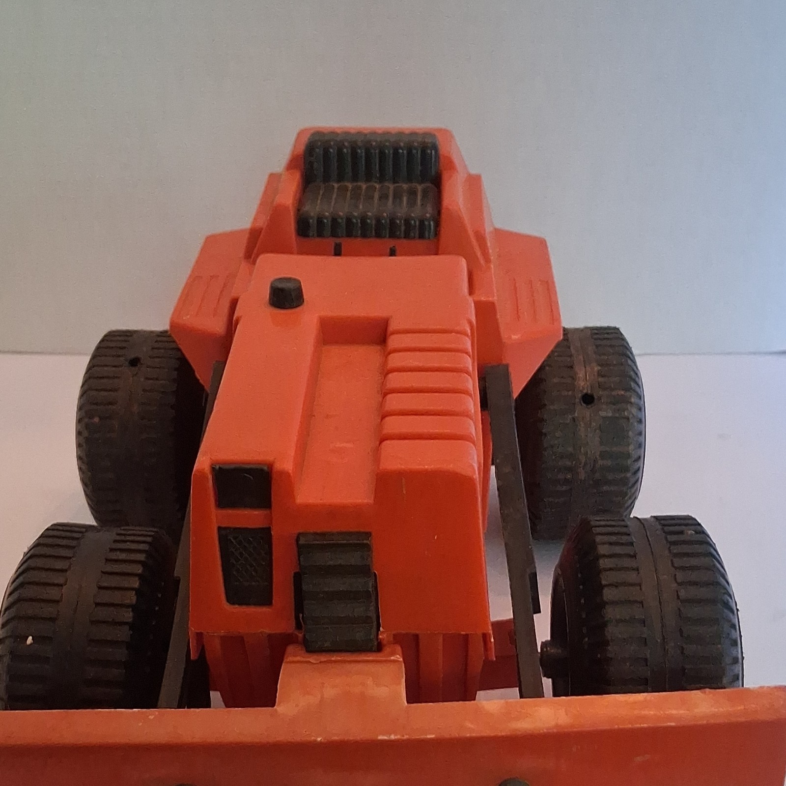 Mighty Mo Orange/Black Plastic Front End Loader Construction Vehicle Toy