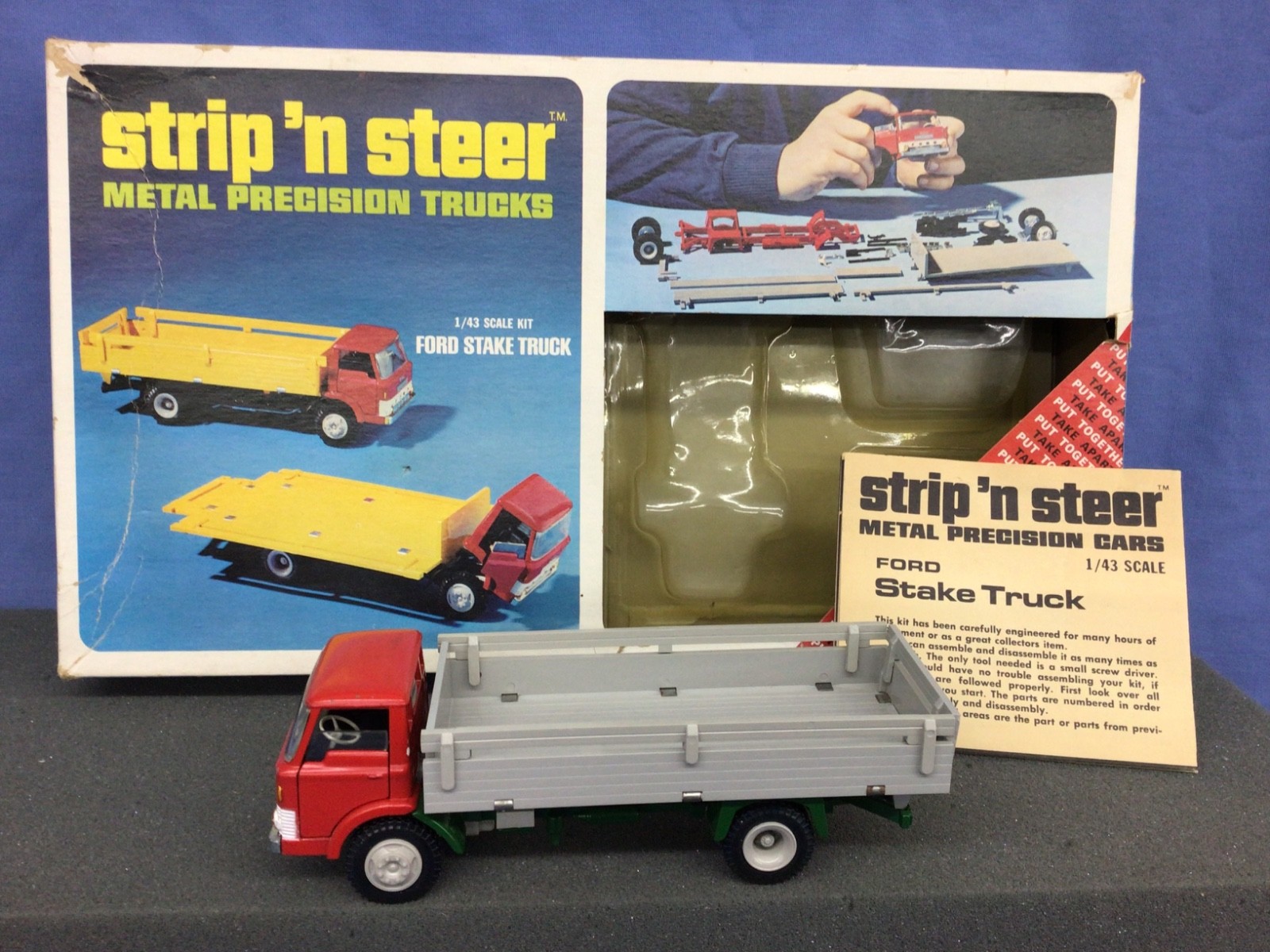 MPC Strip ‘N Steer 1/43 Ford Stake Truck Kit Assembled Boxed Instructions Kirk