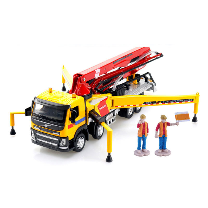 1:50 Concrete Pump Truck Toy Diecast Construction Vehicle Toys for Boys Yellow