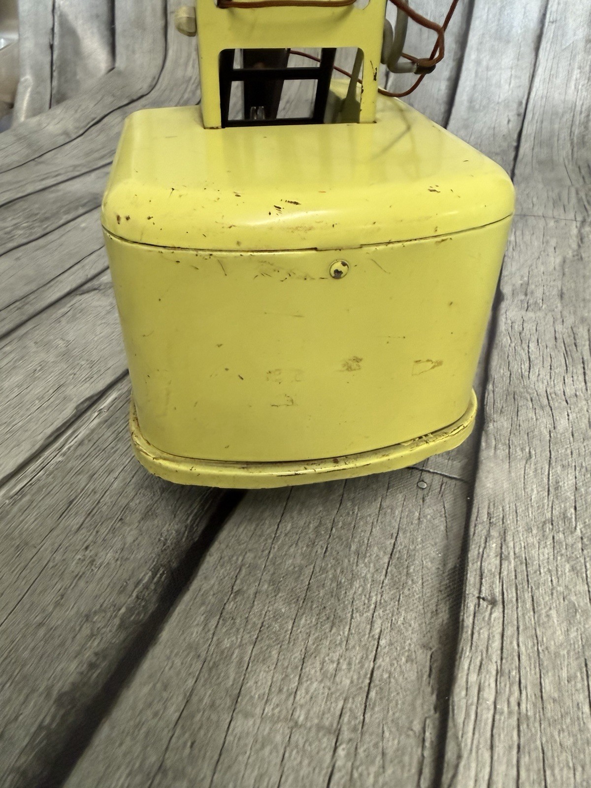 Vintage Steel TONKA USA Dragline Dredging Crane Yellow Green Toy with Bucket