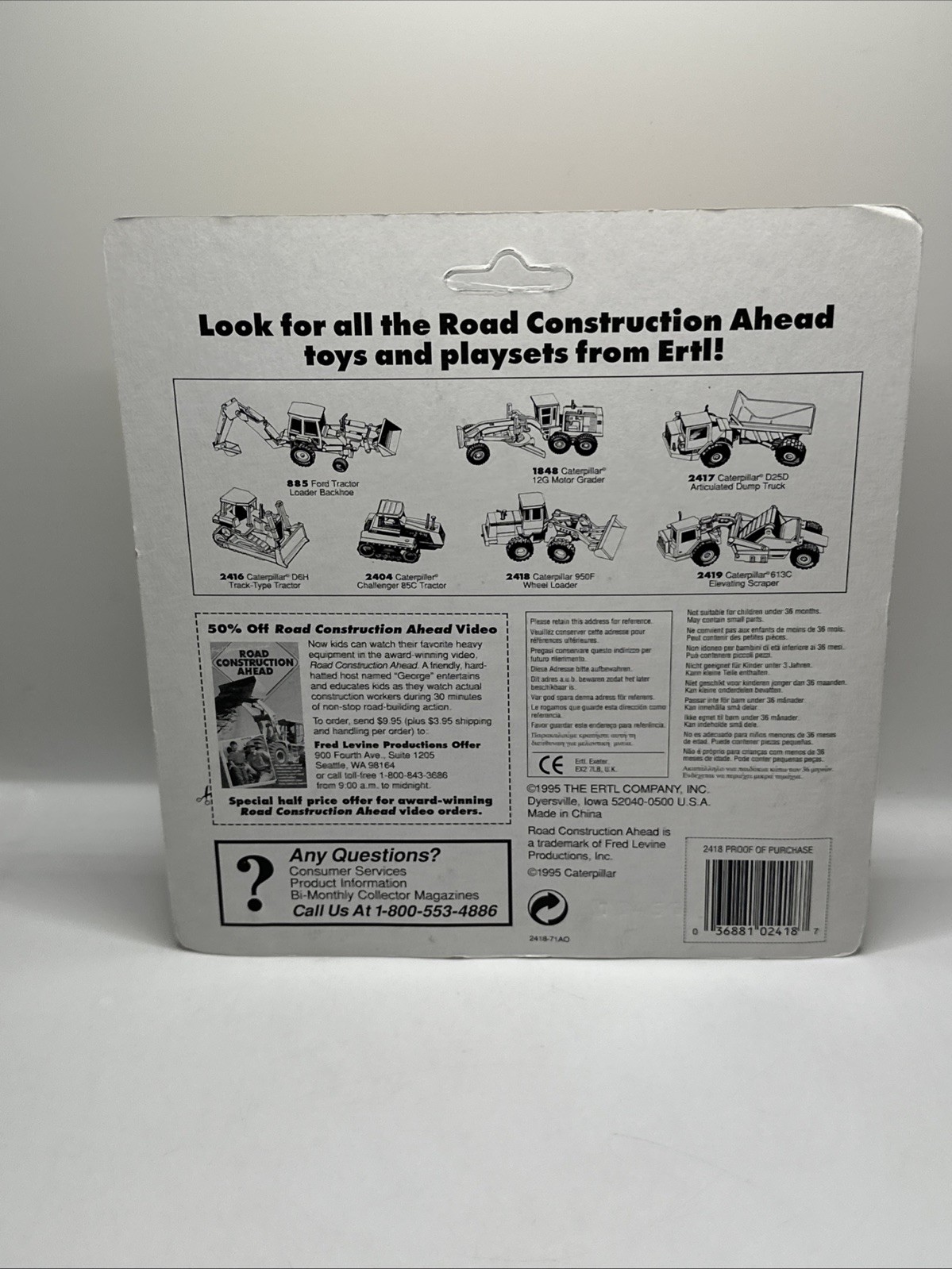 ERTL Road Construction Ahead Caterpillar 950F Wheel Loader 1995 Die-Cast NEW