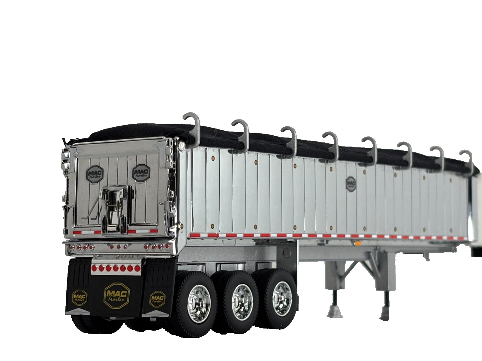 1/64 DCP SILVER MAC TRI AXLE END DUMP TRAILER W/ BLACK TARP