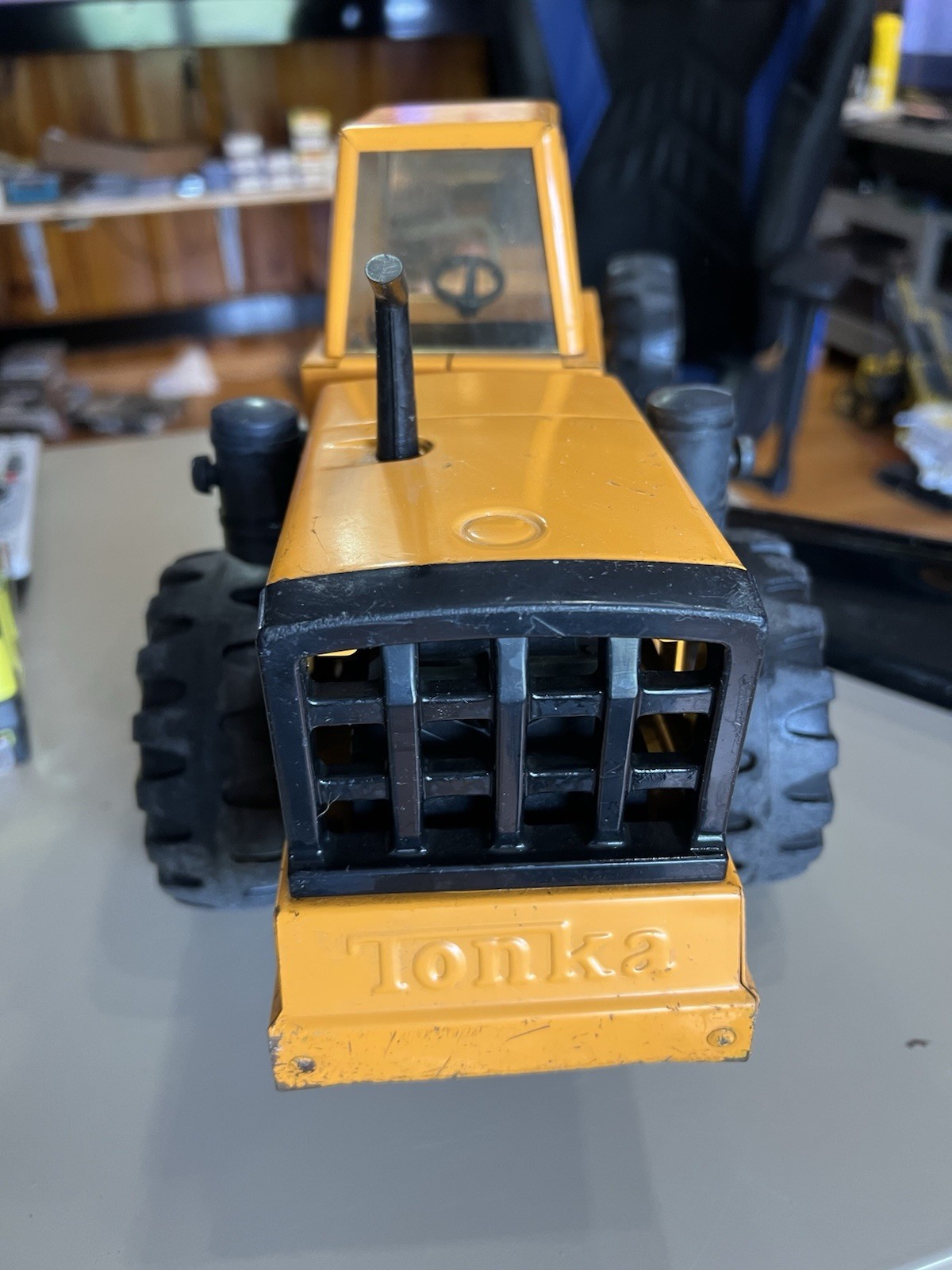1974-75 Mighty Tonka Grader with side blade orange played with condition
