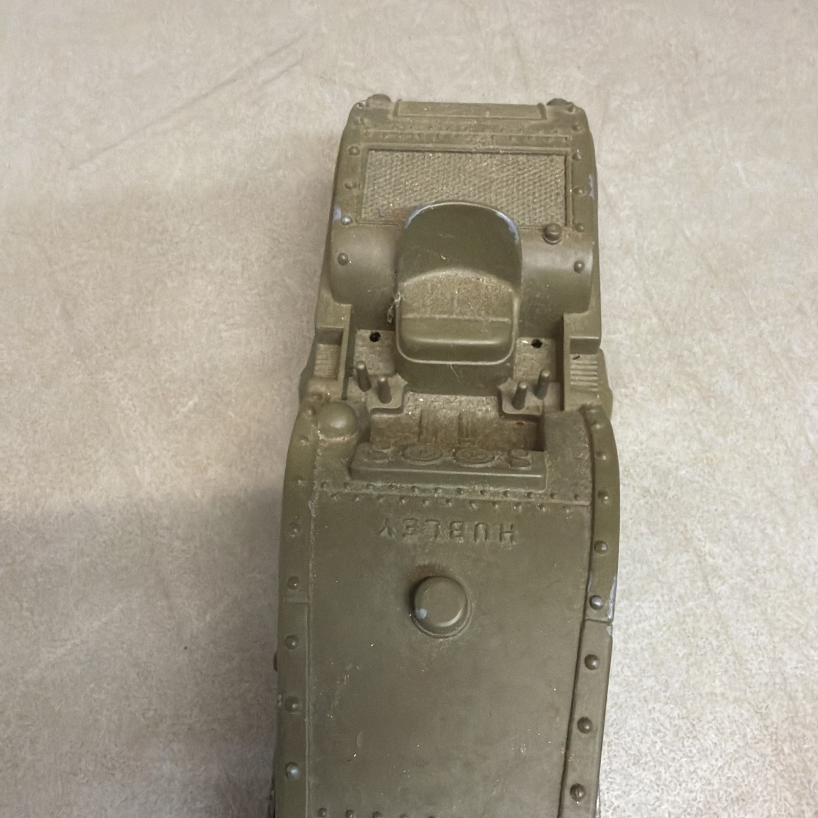 VINTAGE HUBLEY KIDDIE TOYS MILITARY ASPHALT ROLLER Die Cast 10” Long Green Army