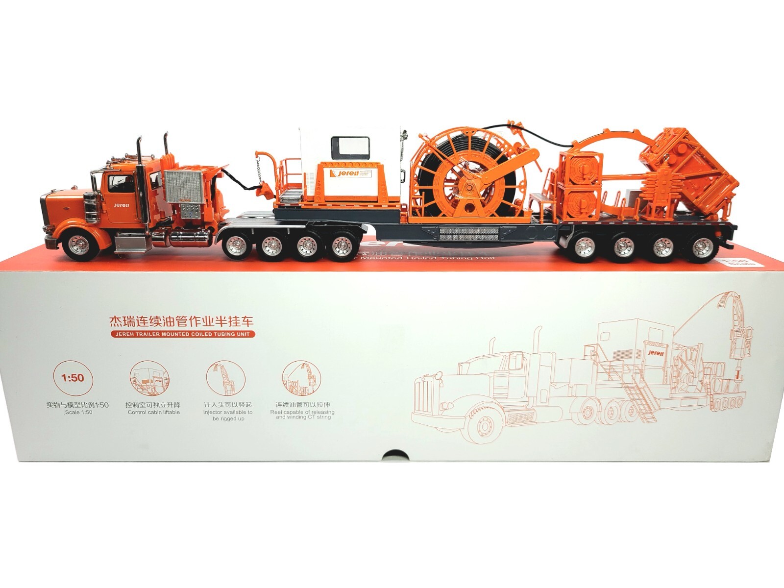 Jereh Truck and Trailer-Mounted Coiled Tubing Unit – China 1:50 Scale Model New