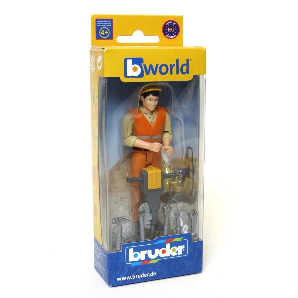 1/16 Bruder Construction Worker With Jack Hammer & Accessories 60020