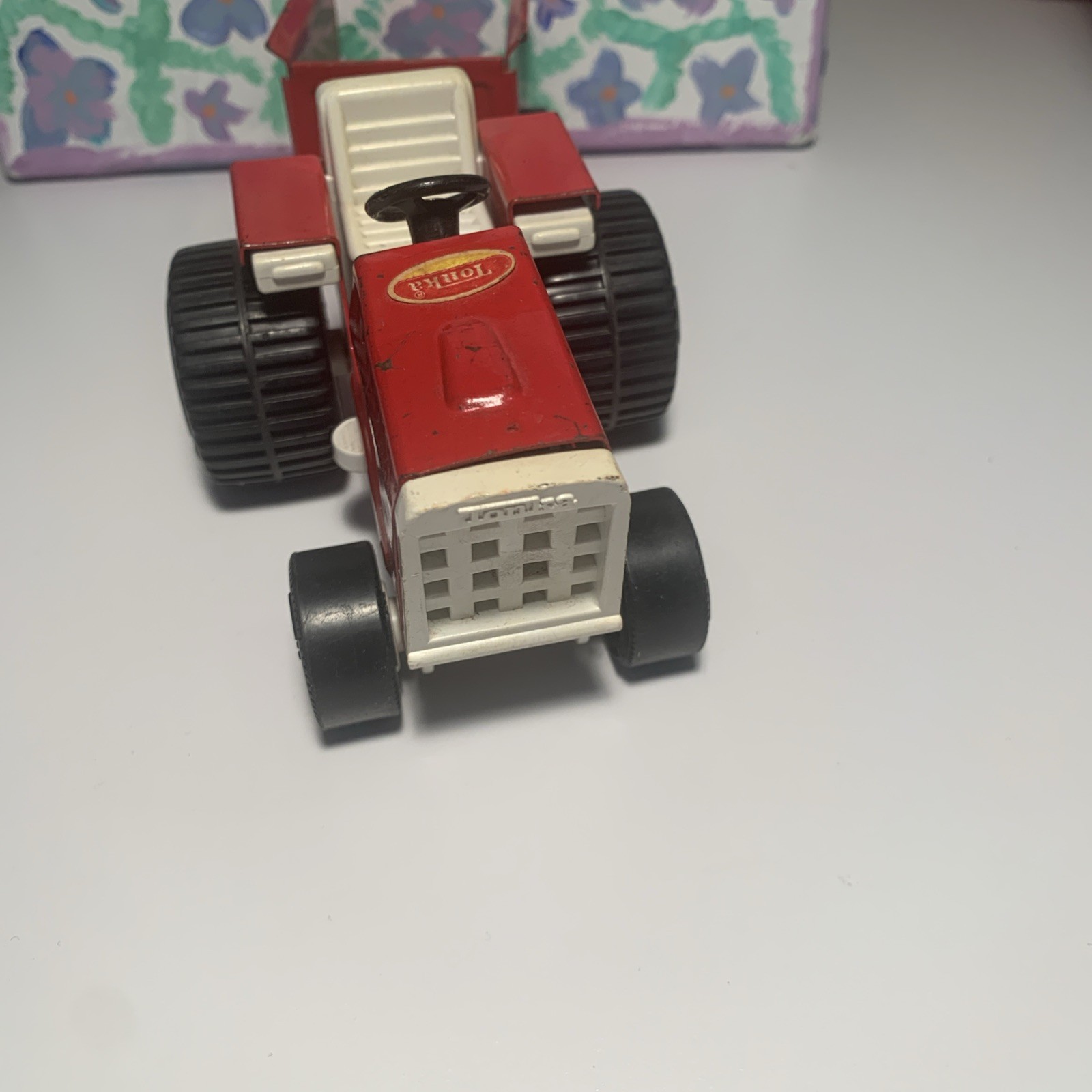 Vintage Tonka Lawn Tractor + Trailer Die Cast Metal Toy