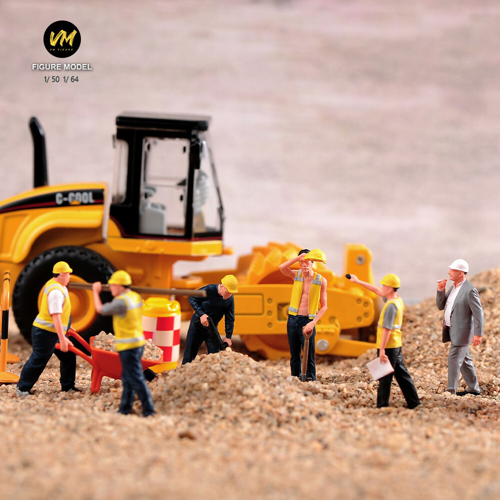 1/64 6pcs Figurine Truck Workers Construction Scene Dolls Fit Cars vehicle Toys
