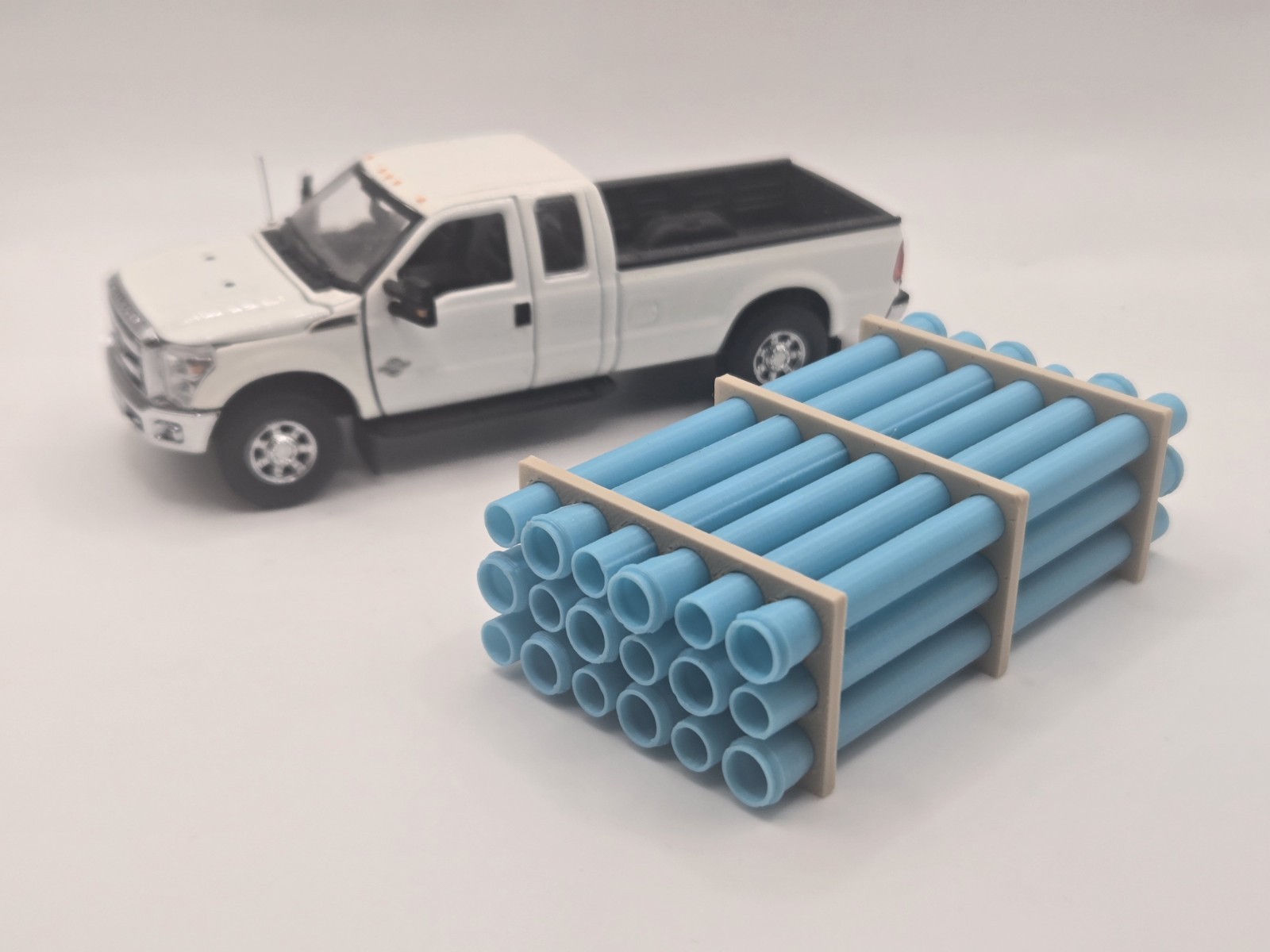 1/50 Scale 12″ Sky Blue Water Pipe Trailer Load/Diorama Accessory