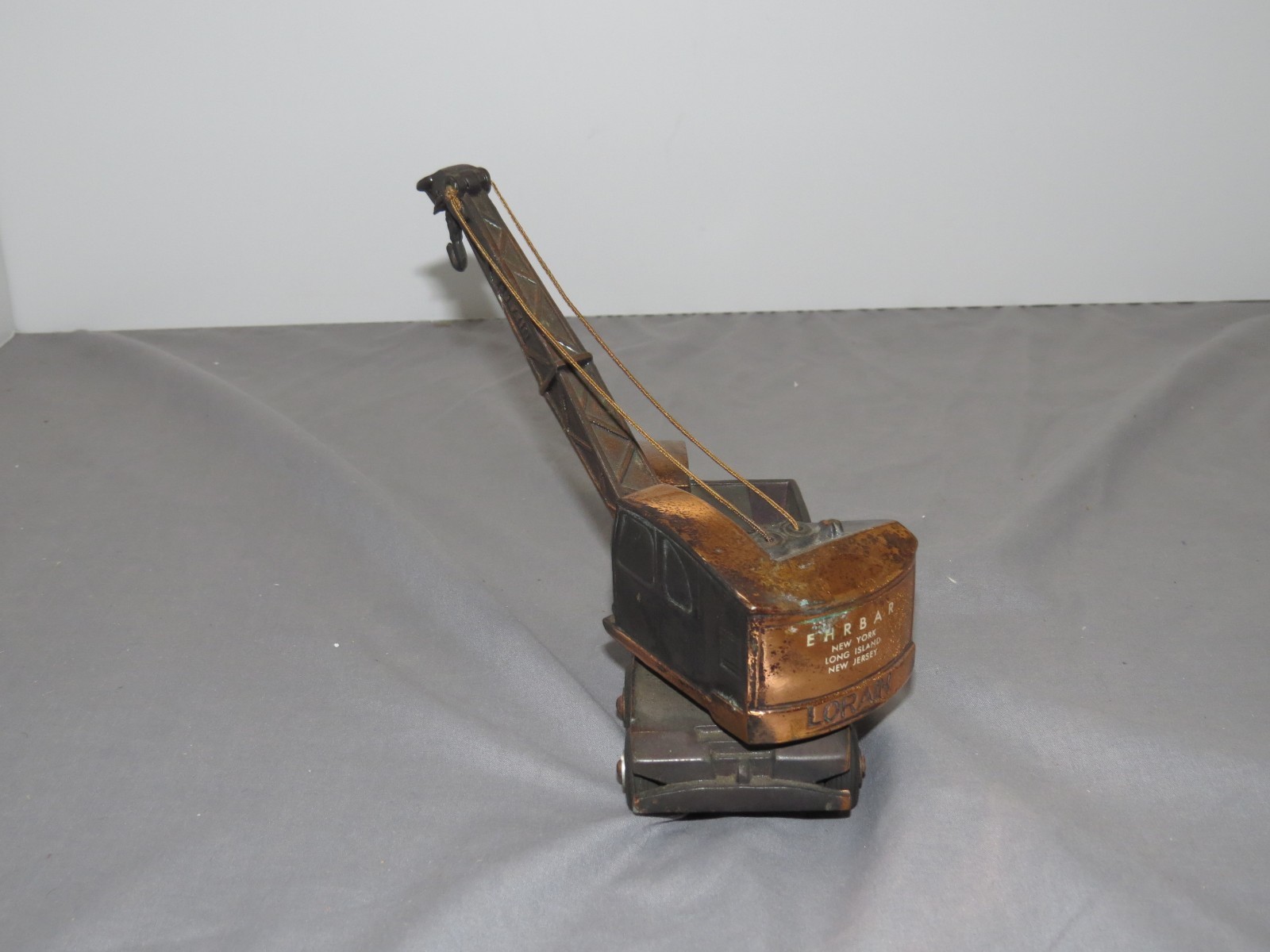 Vintage LORAIN Mobile Crane Truck BRASS Toy Paperweight EHRBAR New York Cast
