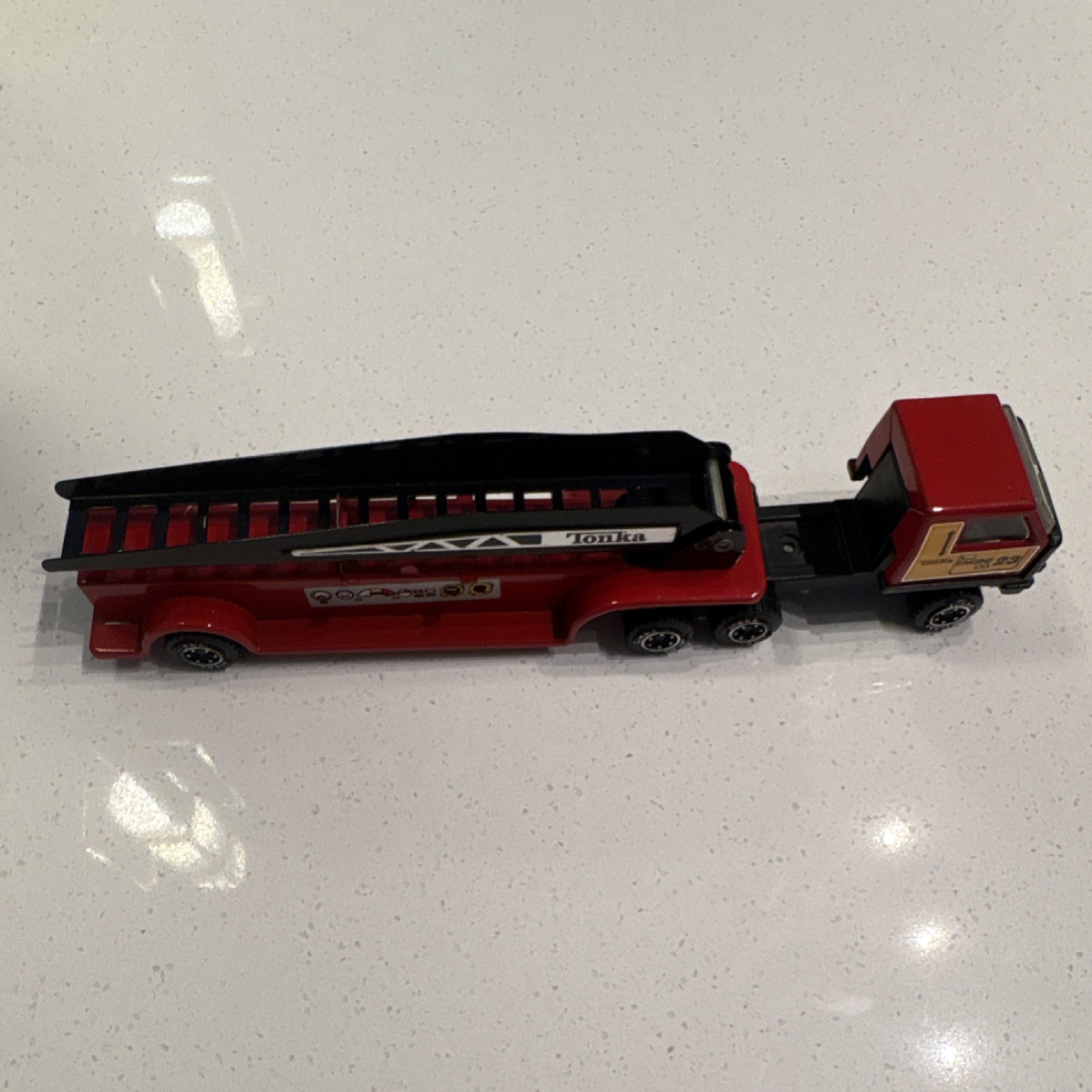 Tonka Vintage Pressed Steel Red Fire Truck Black Construction Toy