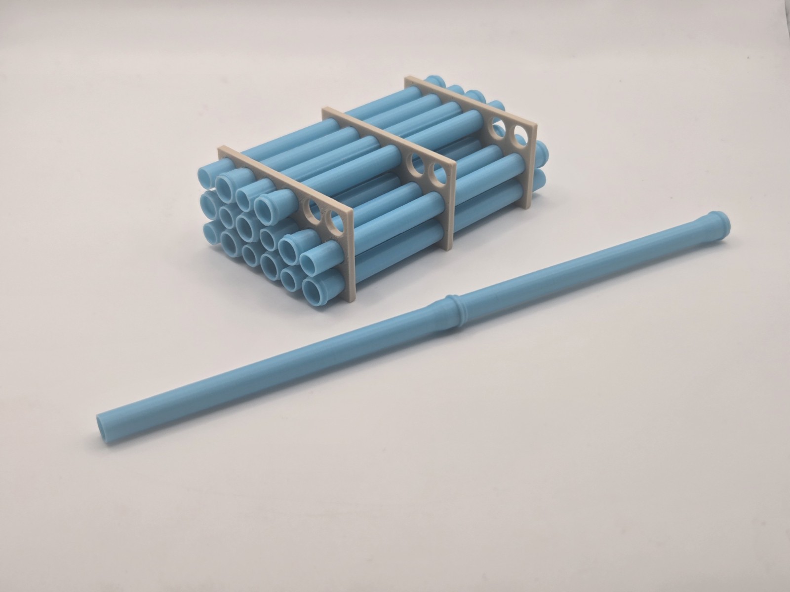 1/50 Scale 12″ Sky Blue Water Pipe Trailer Load/Diorama Accessory