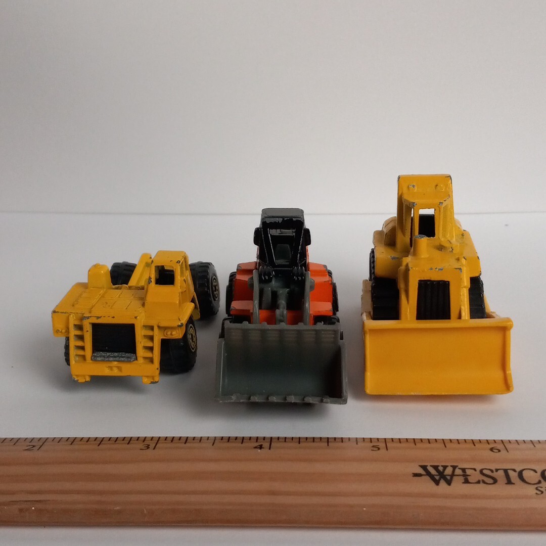 Lot Of 3 Vtg 1979 & 1991 Hot Wheels Yellow Cat Bulldozer Orange Loader Diecast