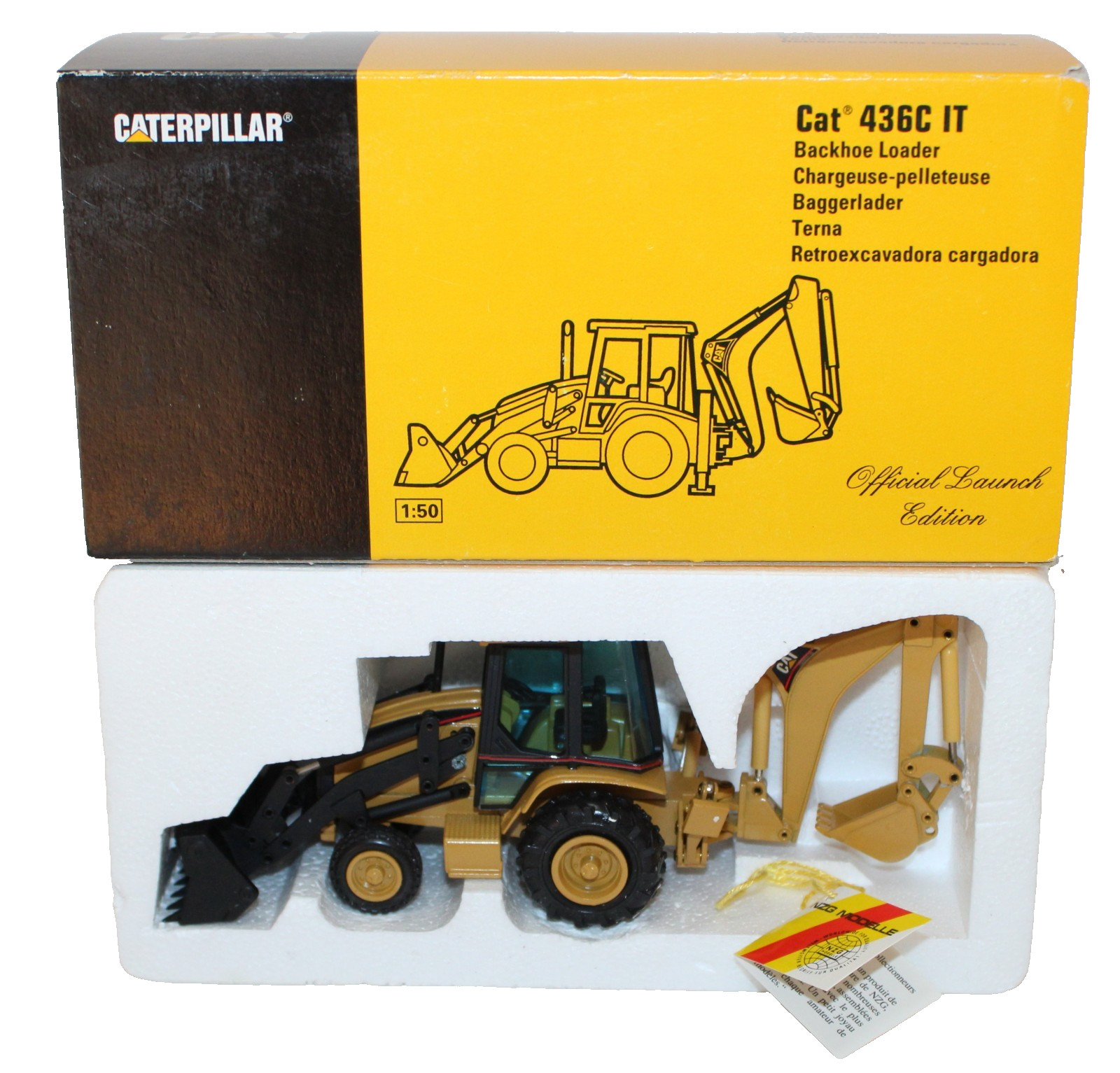 NZG 429 Caterpillar 436C IT Backhoe Loader 1:50 MIB Germany 1997 Launch Edition