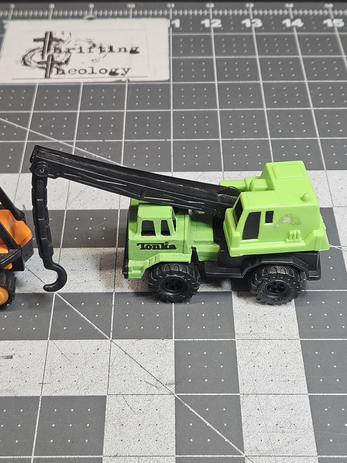Tonka Mini Construction Vehicles Lot: Bulldozer & Crane Truck 1992 1994 Plastic