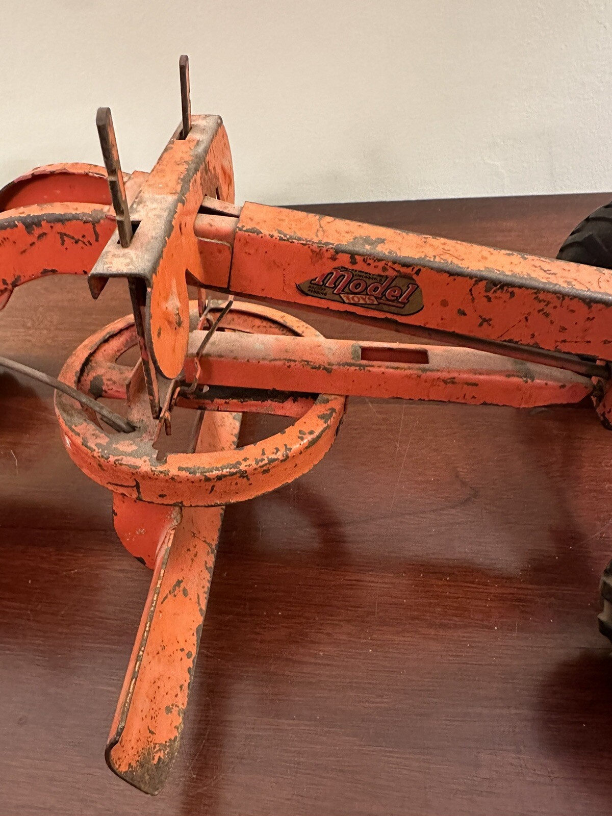 Vintage 1950s Doepke Adams Road Grader Orange Tractor Blade Construction