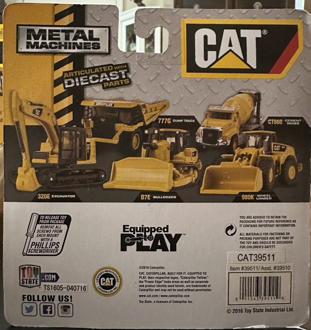 Toy State 1/90 Scale Cat 320E Excavator Earth Mover Bad Pack K12- New