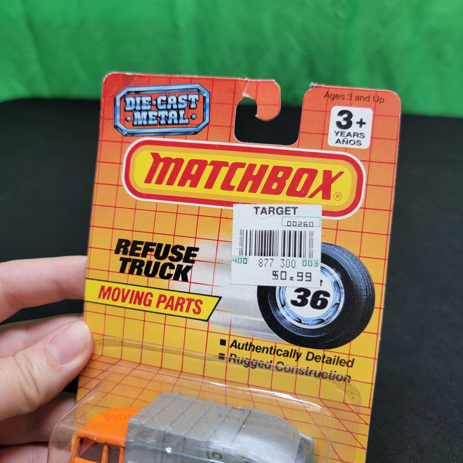 Matchbox REFUSE TRUCK Diecast #36 1993 Orange w/ Grey Dumper