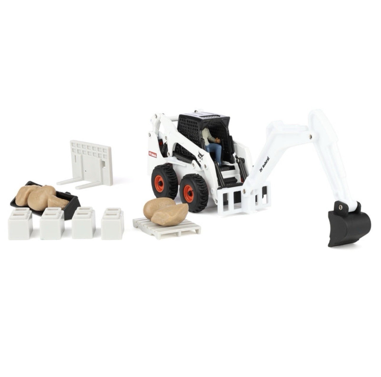 ERTL Bobcat 1:32 Skid-Steer Loader Set Die-Cast/Plastic Ages 3+ w/Accs