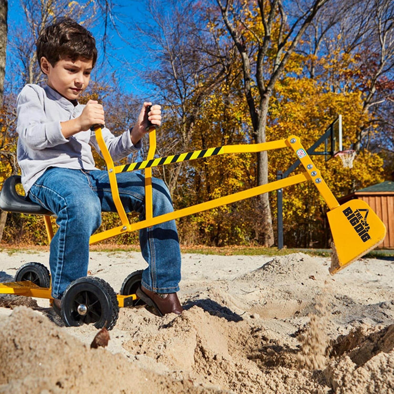 Outdoor Excavator Toy for Kids Heavy Metal Construction with Rubber Wheels