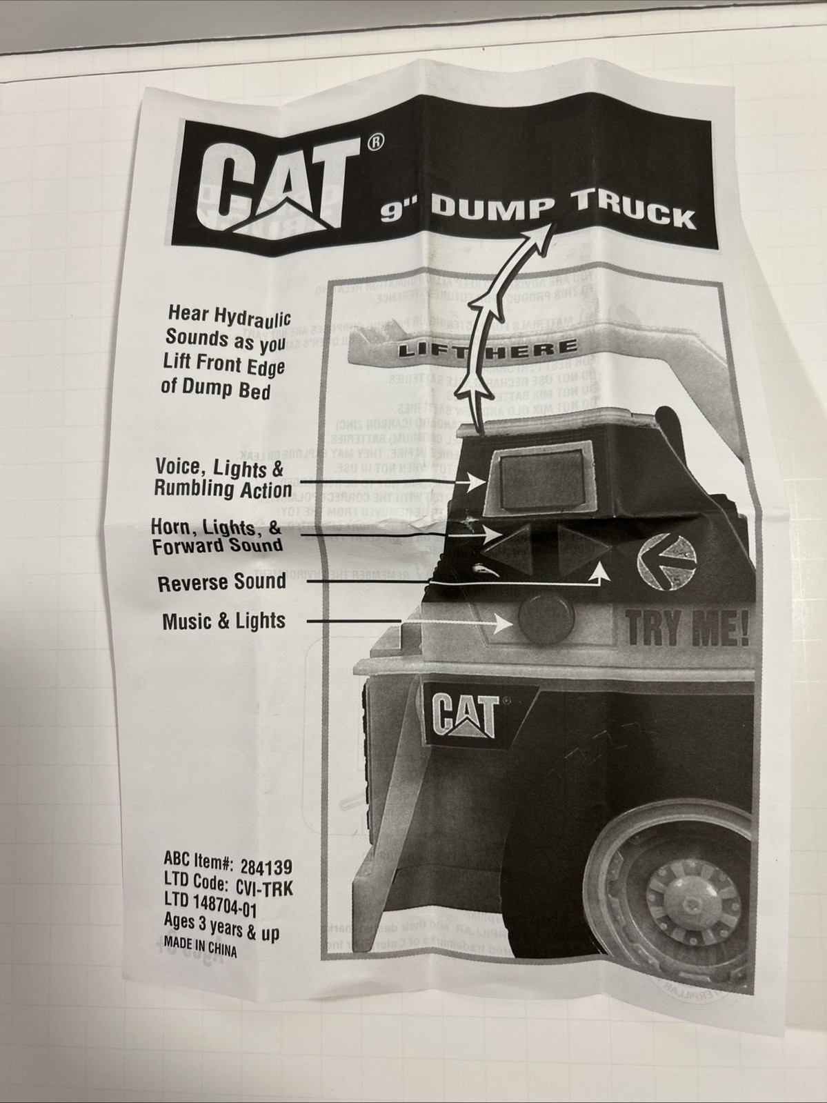 Caterpillar (Cat) Toy Dump Truck Light & Sound Vehicle