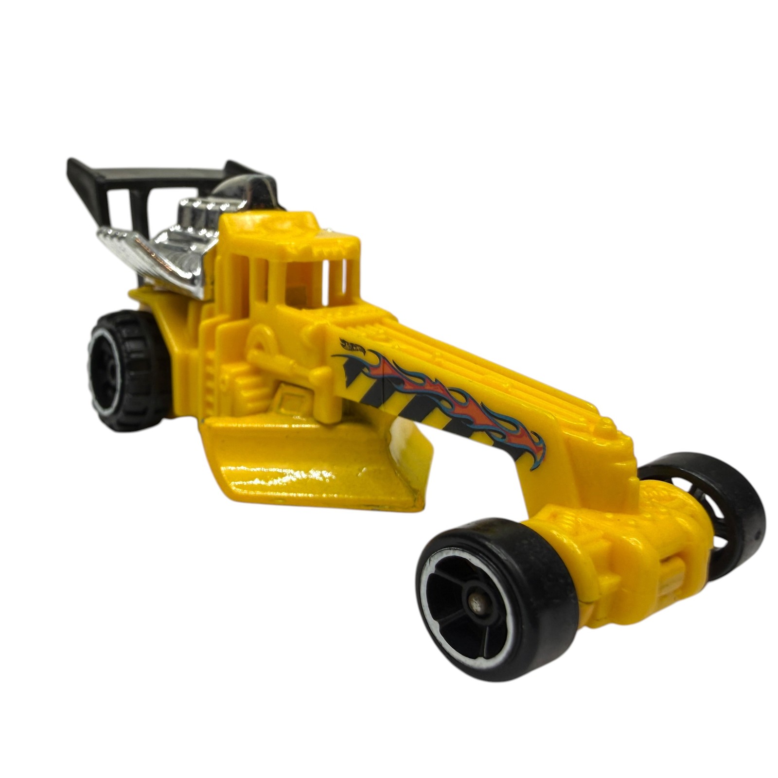 Hot Wheels Dragster Dozer Road Grader Yellow Flame Decals Diecast Toy Car CFH84