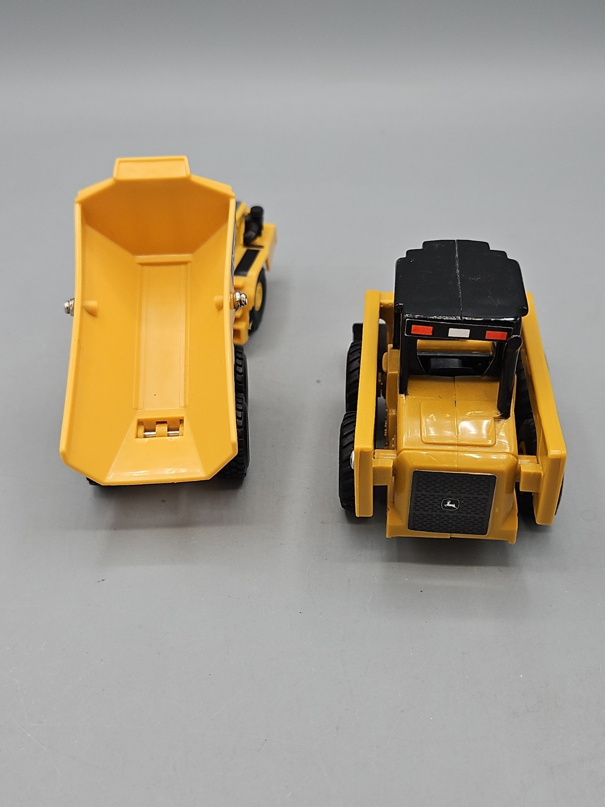 Tomy John Deere Loader Truck Construction Vehicles Plastic Yellow Grey Lot Of 2