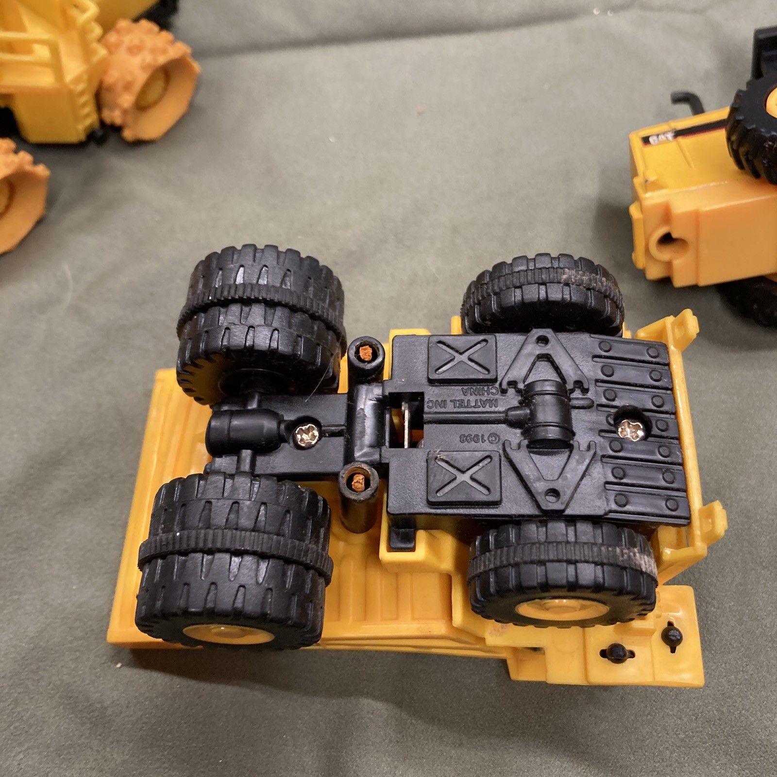 lot Of 3! 1998 Mattel Yellow Cat Bulldozer Tractor Dump Truck 1999 Compactor