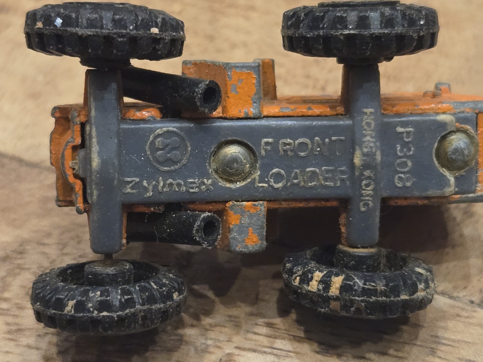 Zylmex Diecast Front Loader Construction Vehicle – Orange Gray Black Vintage