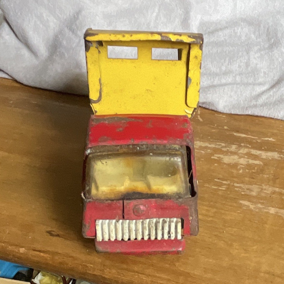Tonka Vintage Pressed Steel Dump Truck Construction Toy Vehicle Red Yellow