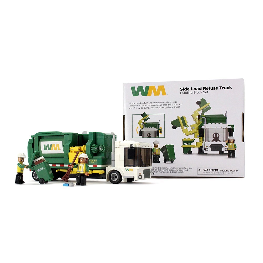 First Gear *WASTE MANAGEMENT* Side Load Refuse Garbage Truck BLOCK BUILDING SET