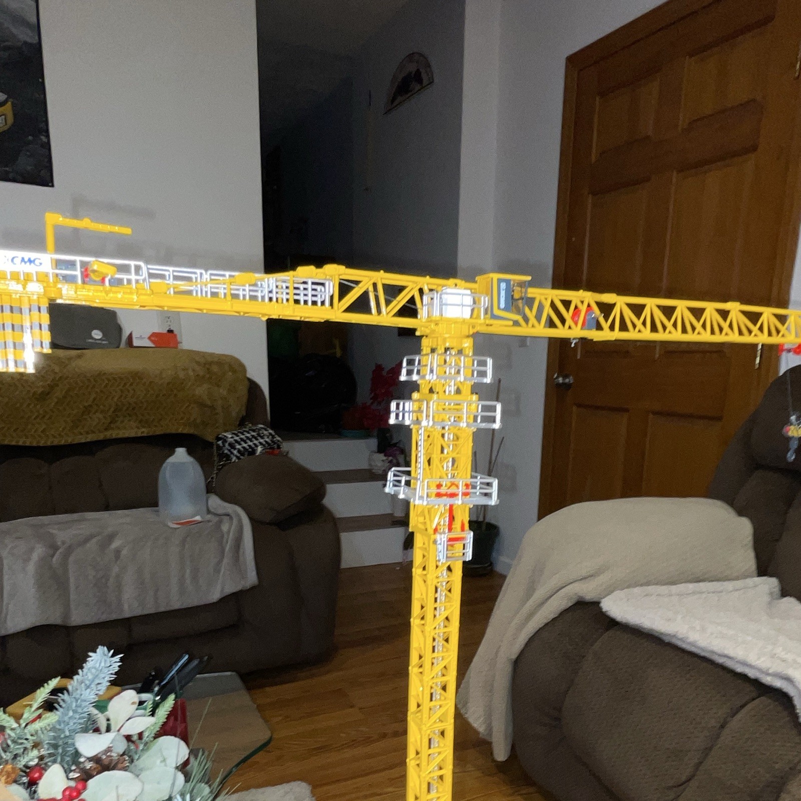 XCMG Tower Crane Diecast Construction Model 1:50 Yellow Gray w/ Hook Base