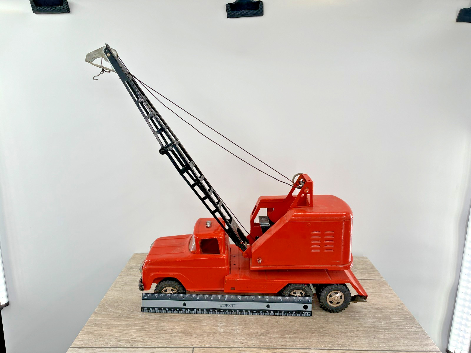 Vintage Tonka State Hi-Way Mobile Clam Crane Painted Orange Works Steel Toy 60s