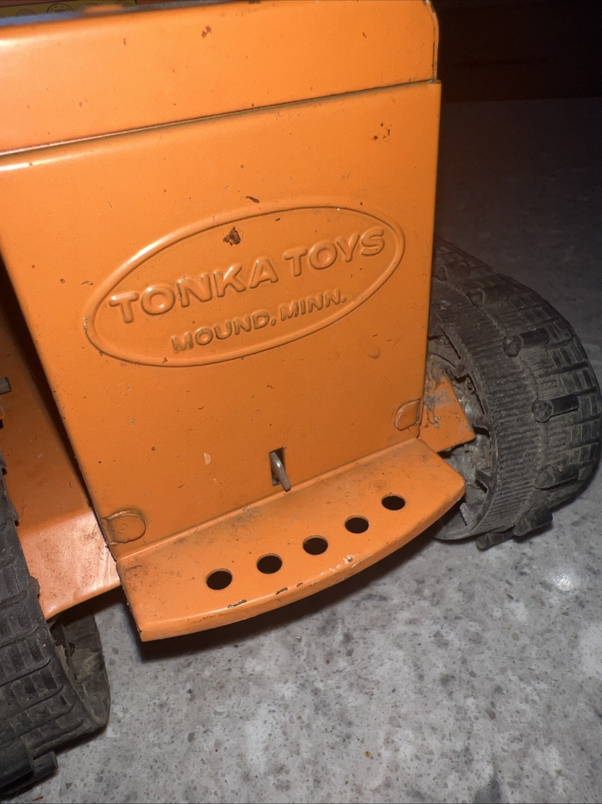 1960s TONKA TOYS Giant Bulldozer Vintage Orange Pressed Steel Toy Tractor