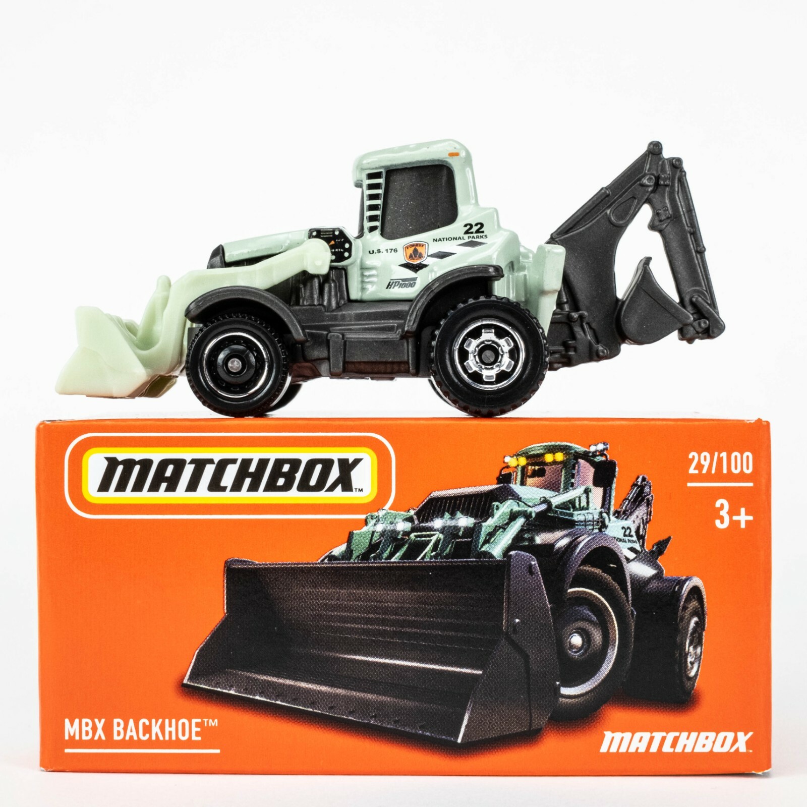 2022 Matchbox Power Grabs #29 MBX Backhoe™ GENTLE GREEN | NATIONAL PARKS | FSB