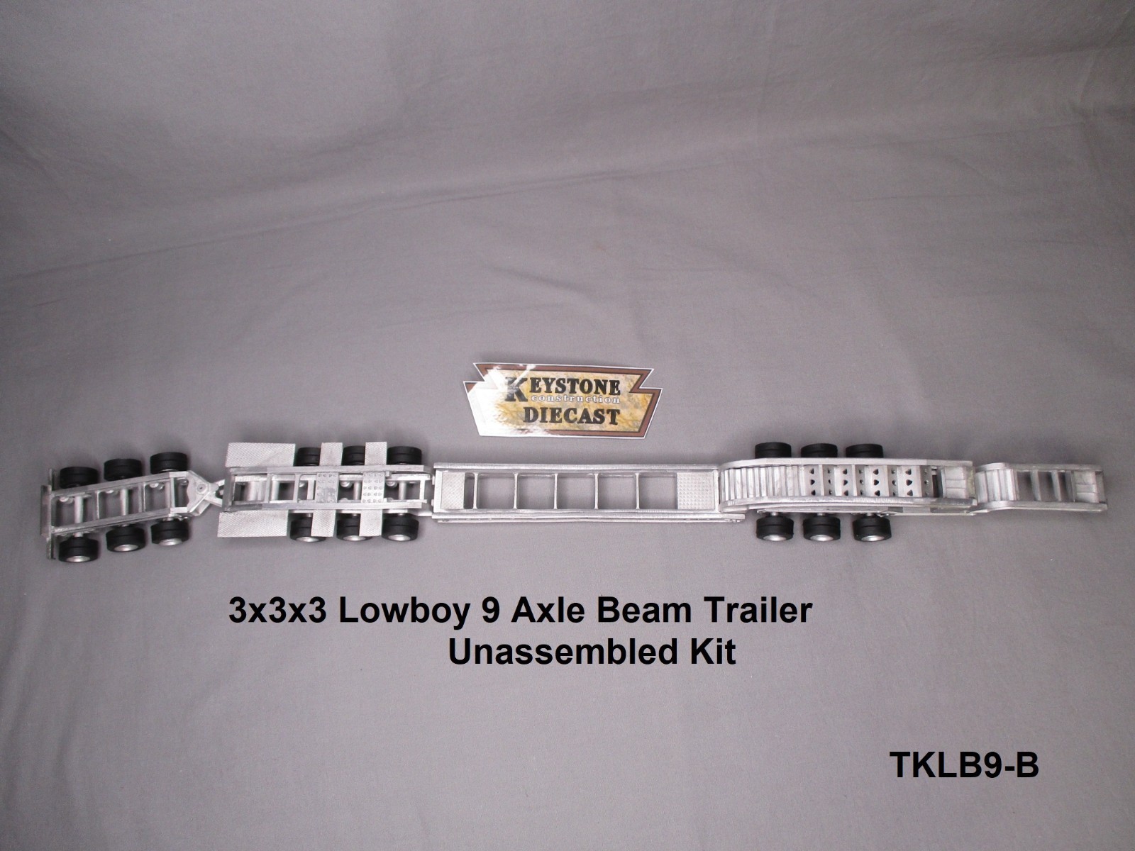 KMM Lowboy 9 Axle 3x3x3 Beam Trailer Unassembled Kit 1/48