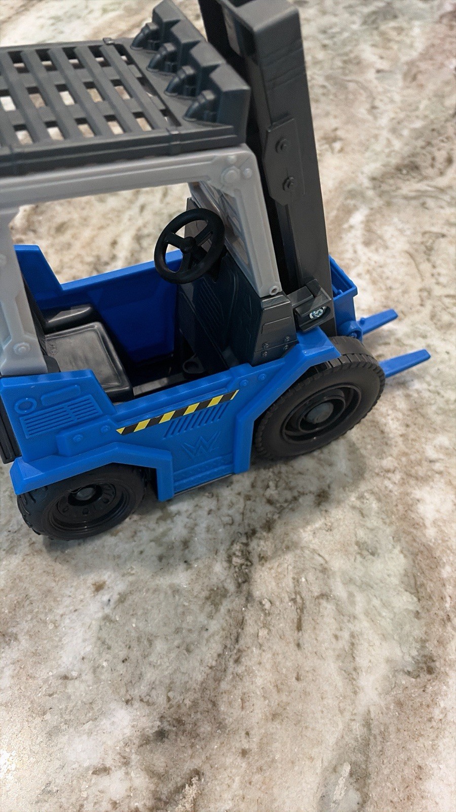 Plastic Toy Forklift Construction Vehicle – Blue, Gray & Black