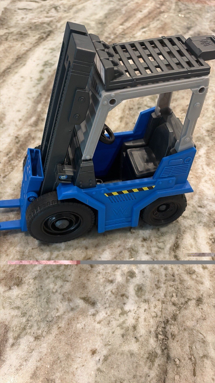 Plastic Toy Forklift Construction Vehicle – Blue, Gray & Black