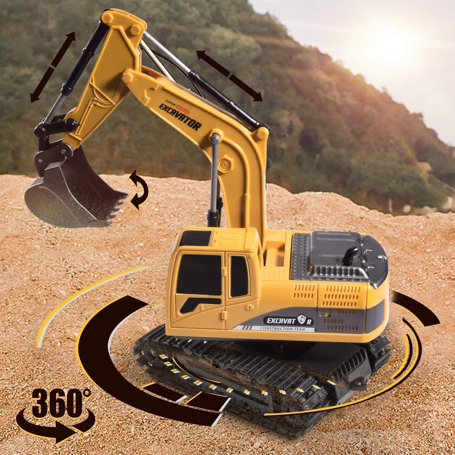 Kids RC Construction Excavator Toy, Rechargeable, Suitable for Ages 3-8