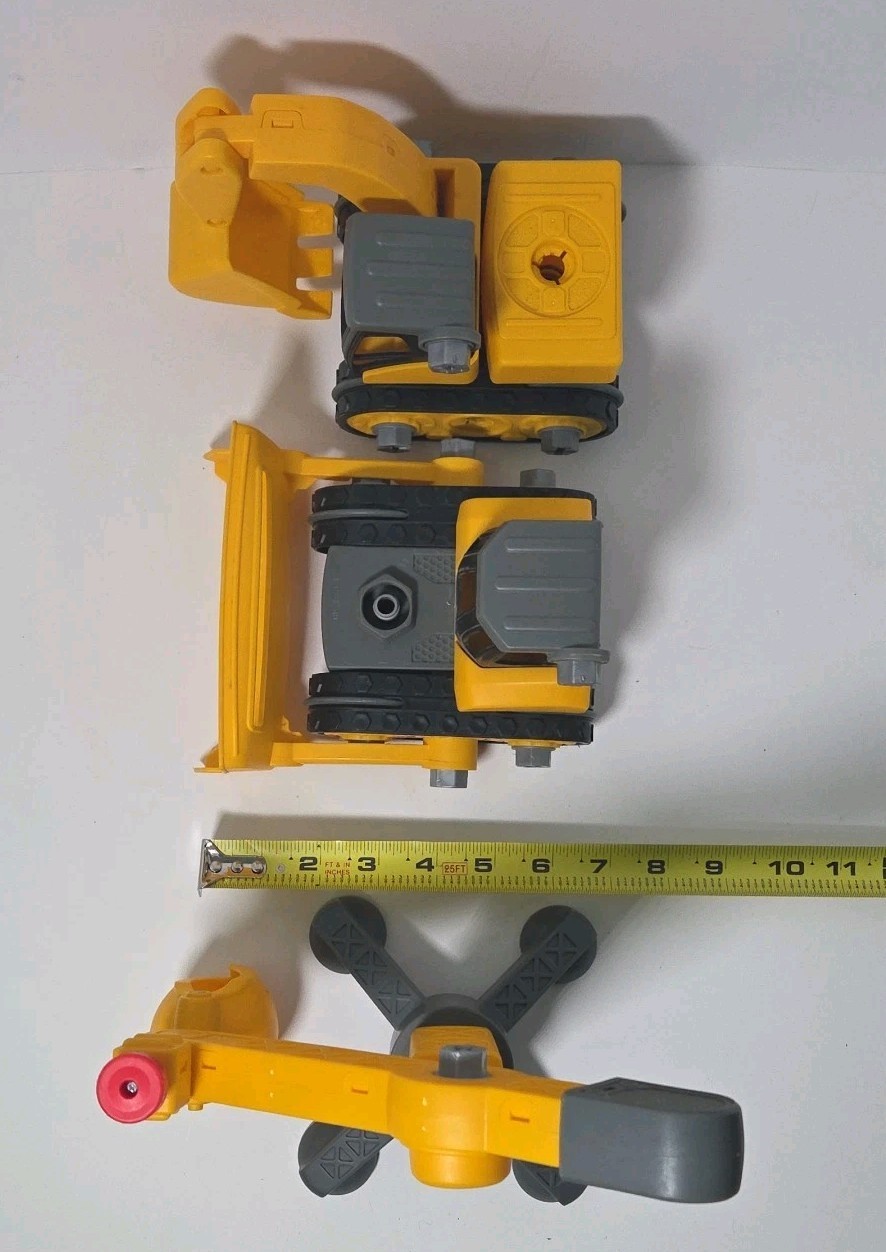 Toy Construction Vehicle Lot 7pc Bulldozer Crane Dump Truck Excavator