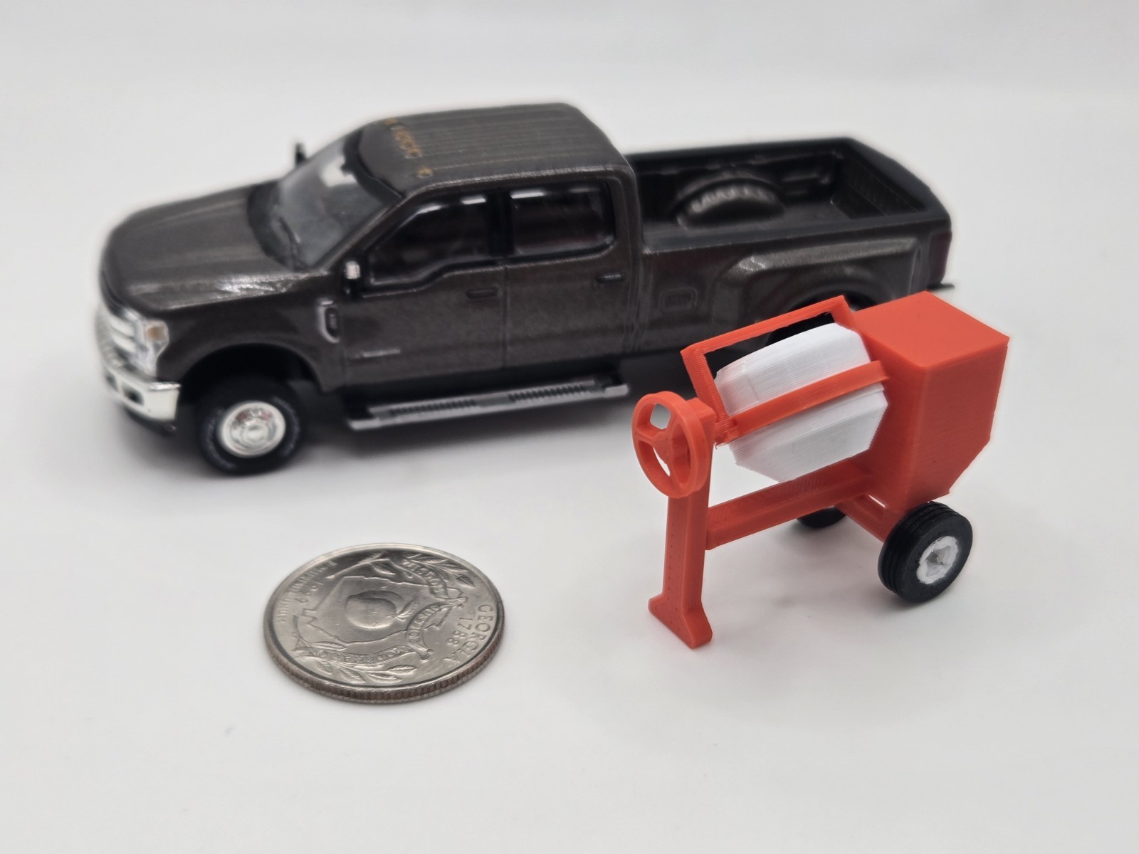 1/64 Scale Posable 12CF Concrete Cement Mixer in Red