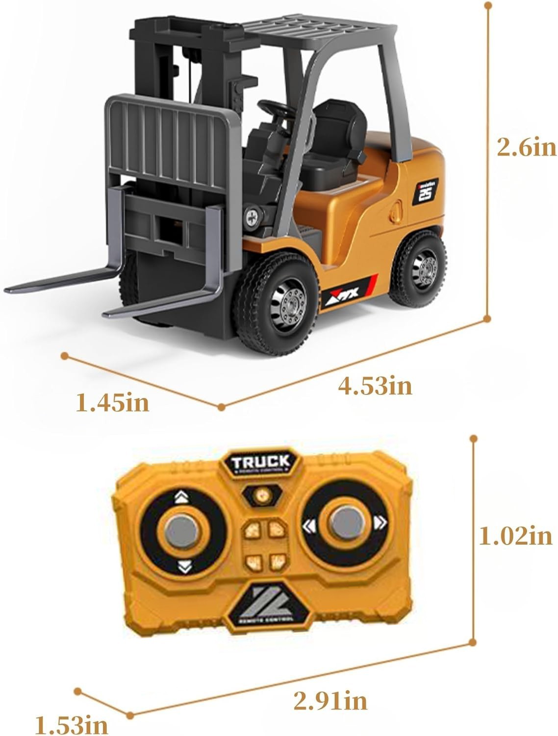 1/64 RC Forklift Toy, 7CH 2 Mode Mini Remote Control Forklift Truck, 2 in 1 Lift