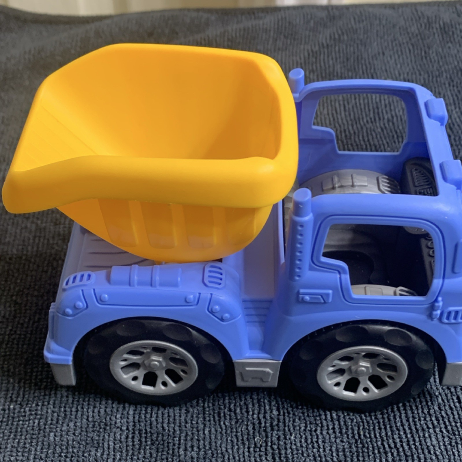 Blue & Yellow Plastic Dump Truck Construction Vehicle Toy Gray & Black Accents