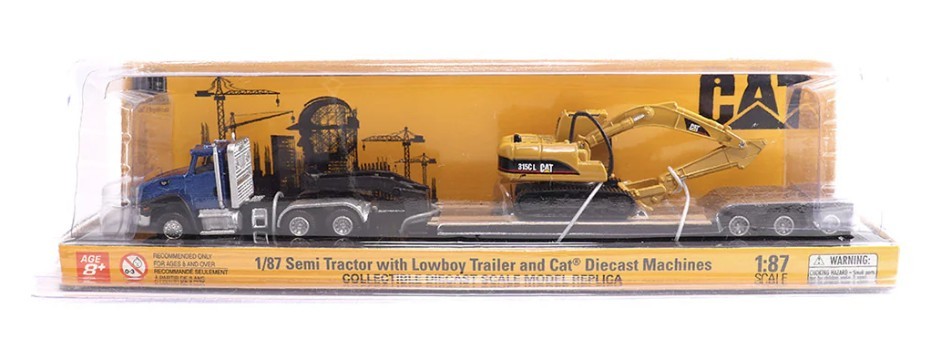 Diecast Masters 84415 Cat CT660 Day Cab Tractor, Lowboy & Excavator 1/87 Scale