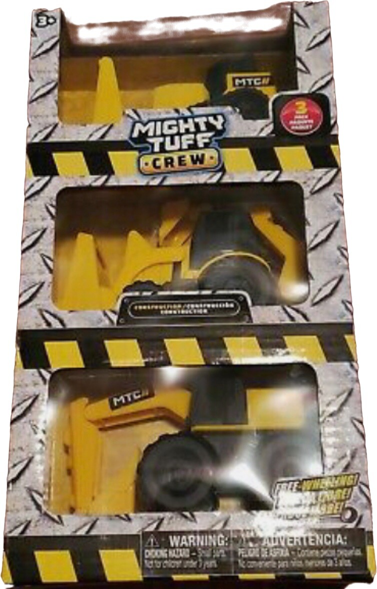 Mighty Tuff Crew 3 Pack Construction Vehicle Set Free-Wheeling MTC Dump Truck 3+