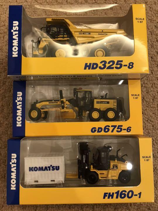 KOMATSU 1:87 Original Miniature FH160-1 GD675-6 HD325-8 3set