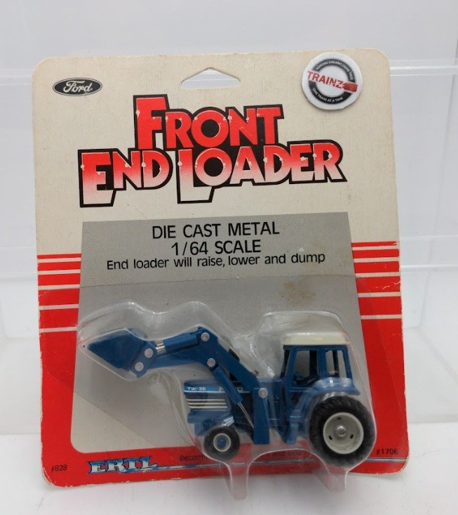 Ertl 828 1:64 Scale Blue Vintage 1986 Ford TW-35 Tractor With Front End Loader
