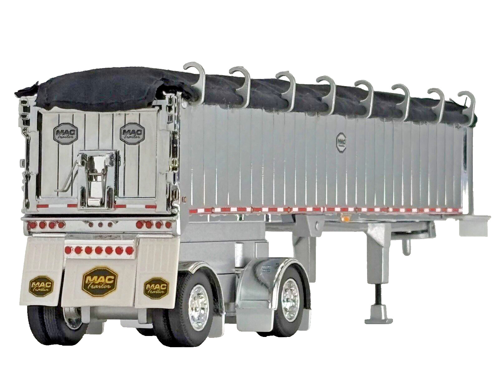 1/64 DCP CHROME MAC SPREAD AXLE DUMP TRAILER W/ BLACK TARP