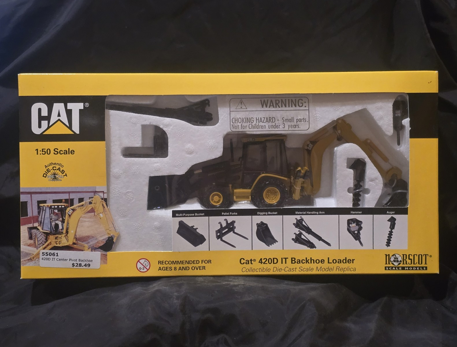 Norscot CAT 420D IT Backhoe Loader w/ Work Tools 1:50 Diecast 55061